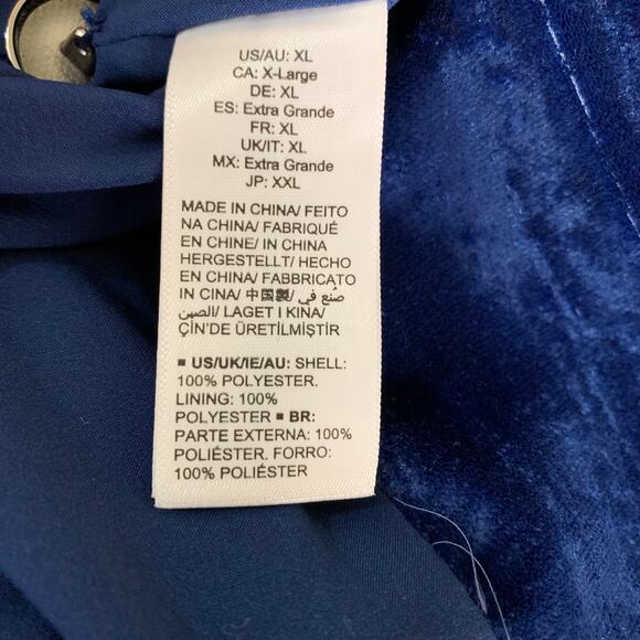 One Drop Size M Women's Crushed Velvet Blazer Jacket Royal Blue Holiday Party - Picture 12 of 12